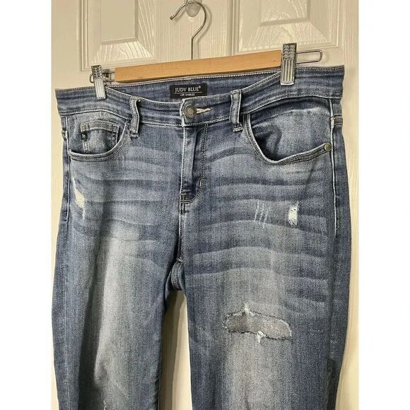 Judy Blue Jeans Size 9/29 Womens Slim Fit 9” Rise Dark Wash Blue Denim - Picture 2 of 14